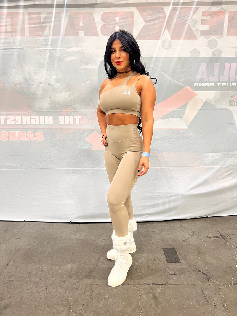 The X Bands apparel X band Leggings and top outfit in Tan