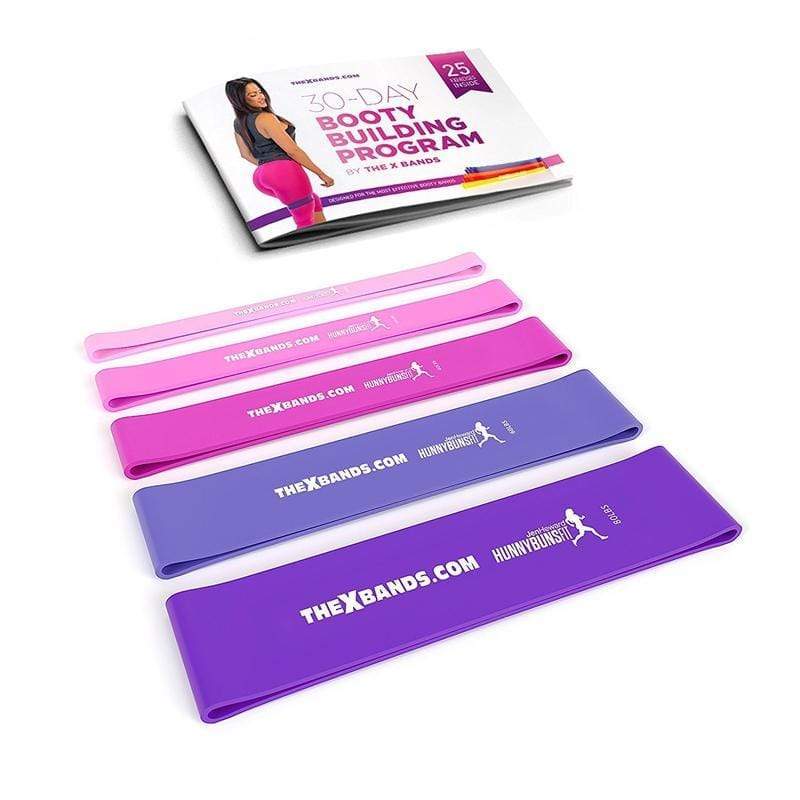 The X Bands resistance bands 5 Pink Booty building bands and Instructional workout guide book